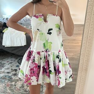 Emma Sweetheart Mini Dress - Multi Purple/Lime